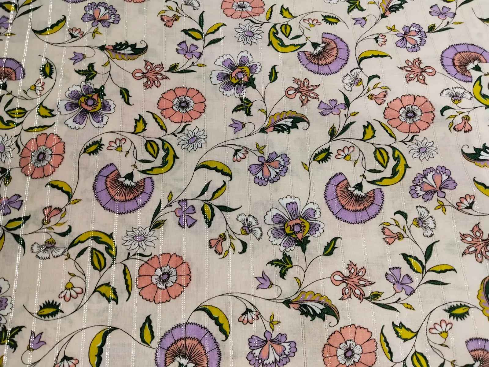 100% Pure Cotton lawn Digital Printed Fabric with Metallic Lurex fabric 54" wide [15881]