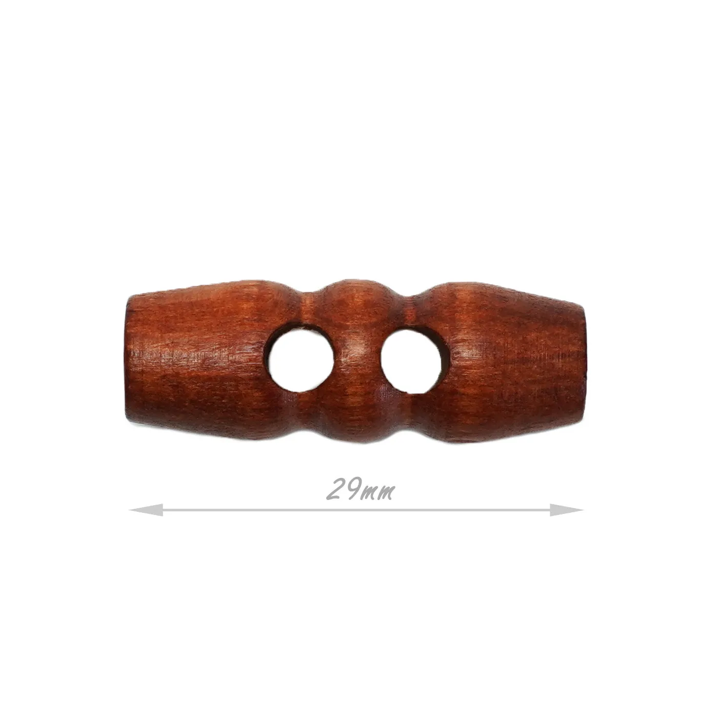 29mm Deep Brown Wooden Toggle Buttons (2 Hole), 5pcs