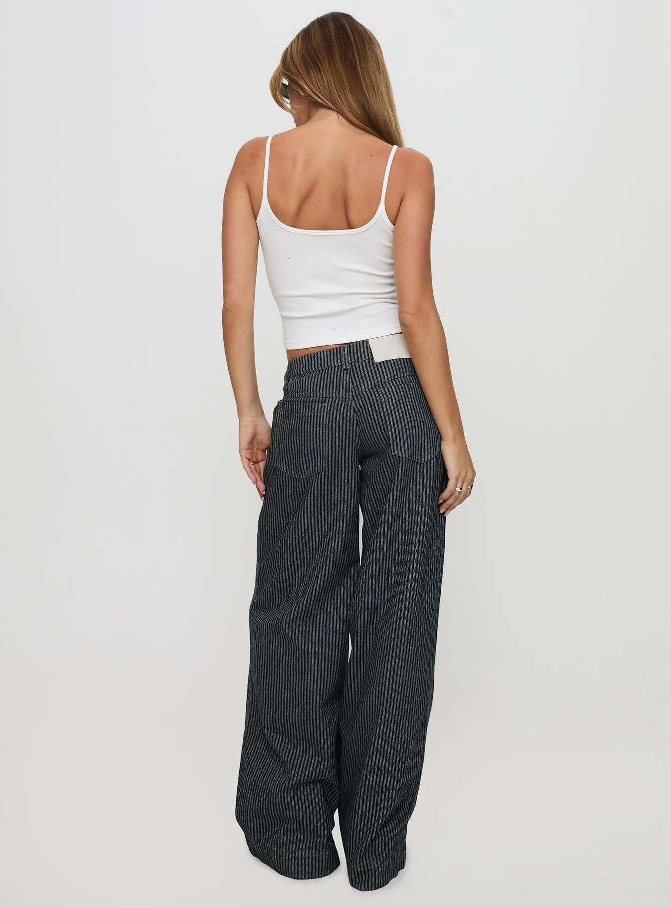 Actually Invested Low Rise Pants Denim Stripe