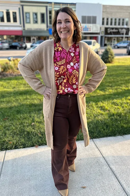 Adelaide - Long Knitted Cardigan - Beige