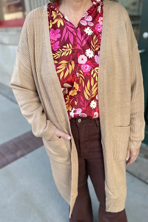 Adelaide - Long Knitted Cardigan - Beige