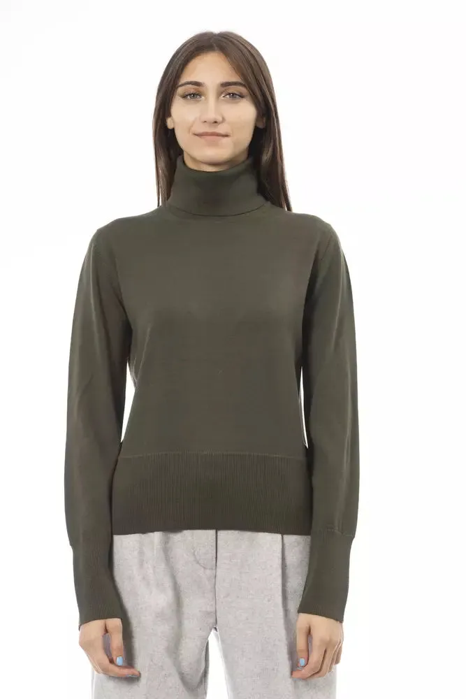 Alpha Studio Emerald Elegance Merino Wool Turtleneck