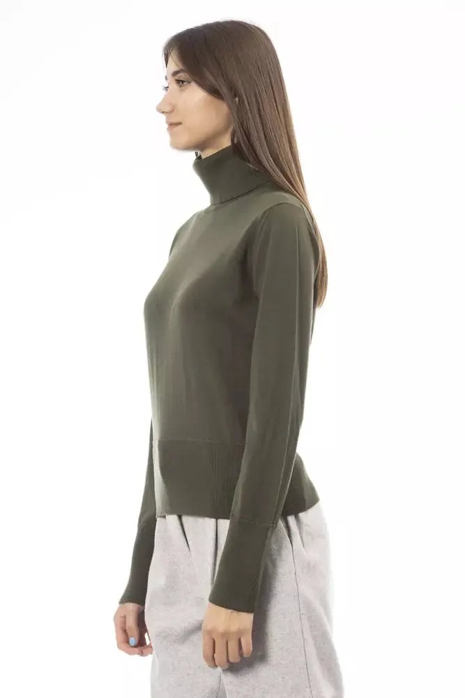 Alpha Studio Emerald Elegance Merino Wool Turtleneck