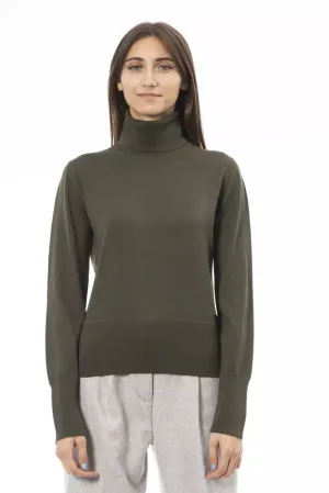Alpha Studio Emerald Elegance Merino Wool Turtleneck