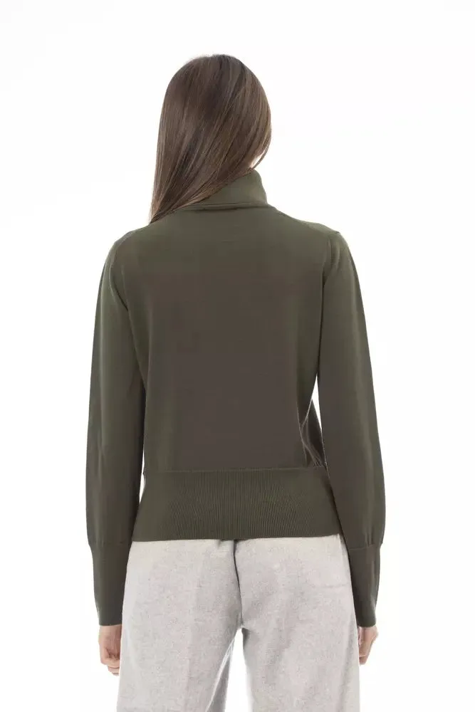 Alpha Studio Emerald Elegance Merino Wool Turtleneck