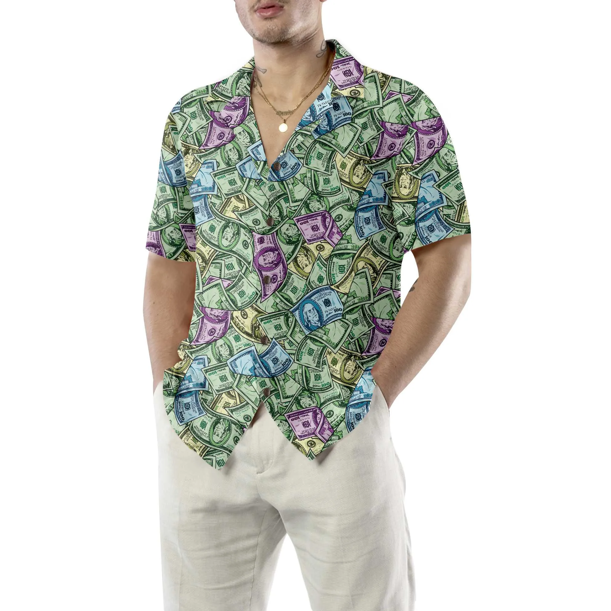 American Currency Banknotes Seamless Pattern Dollar Hawaiian Shirt, Funny Money Hawaiian Shirt Gift For Men