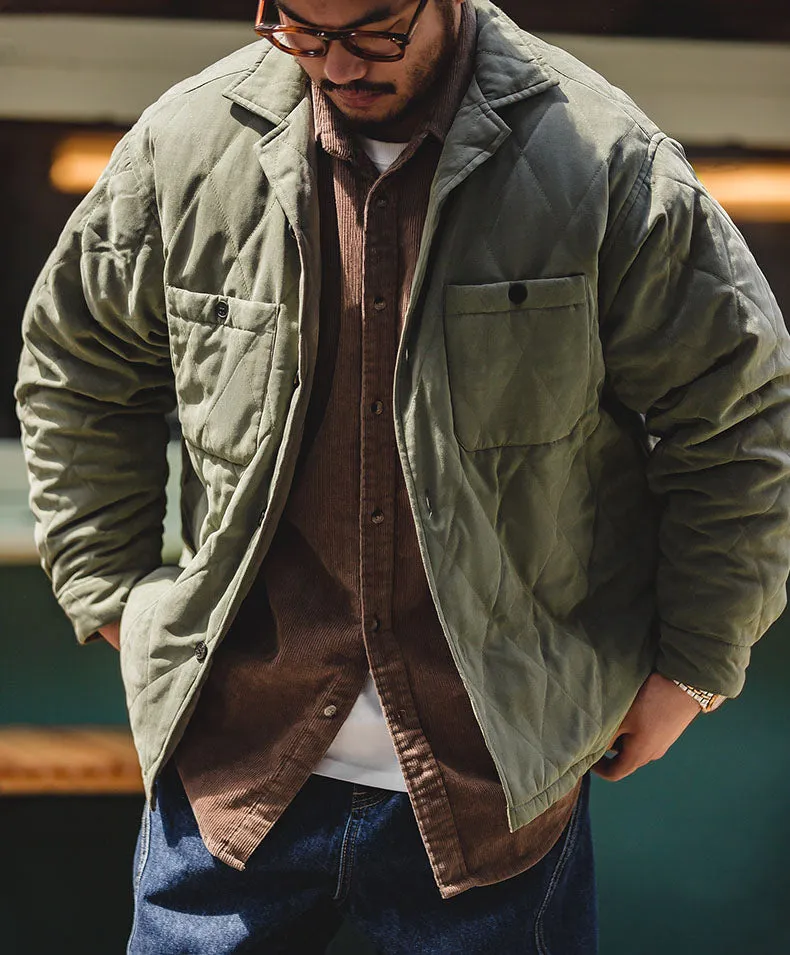 American Retro Diamond Cotton Thickened Warm Peach Men's Jacket