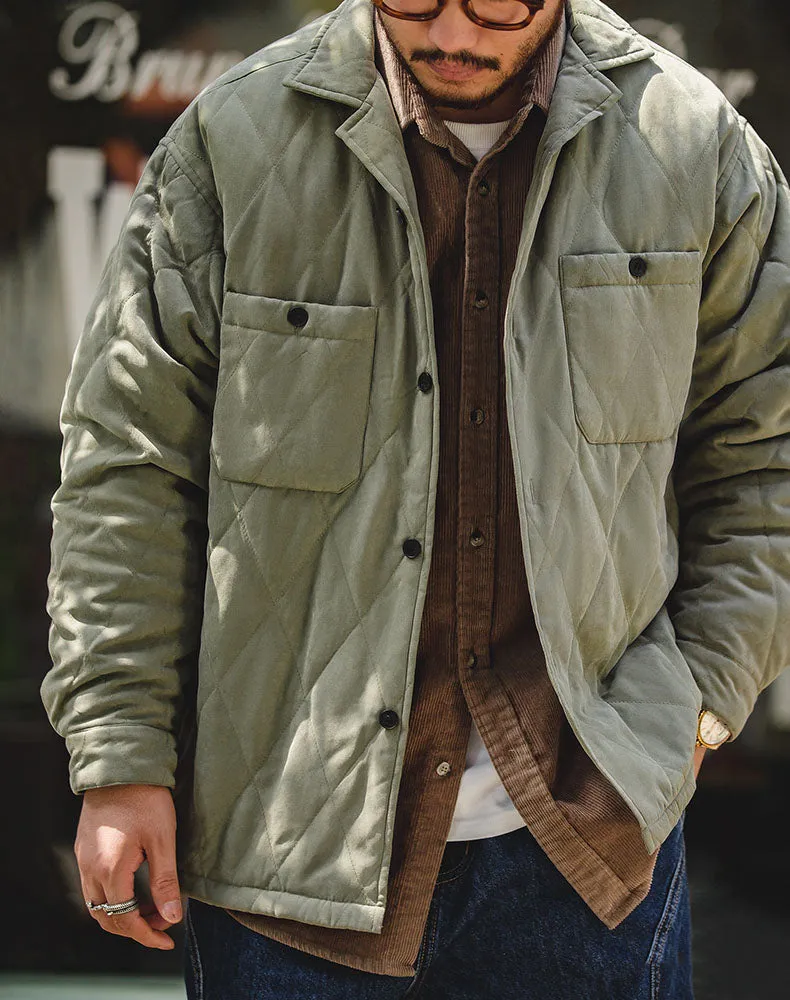 American Retro Diamond Cotton Thickened Warm Peach Men's Jacket