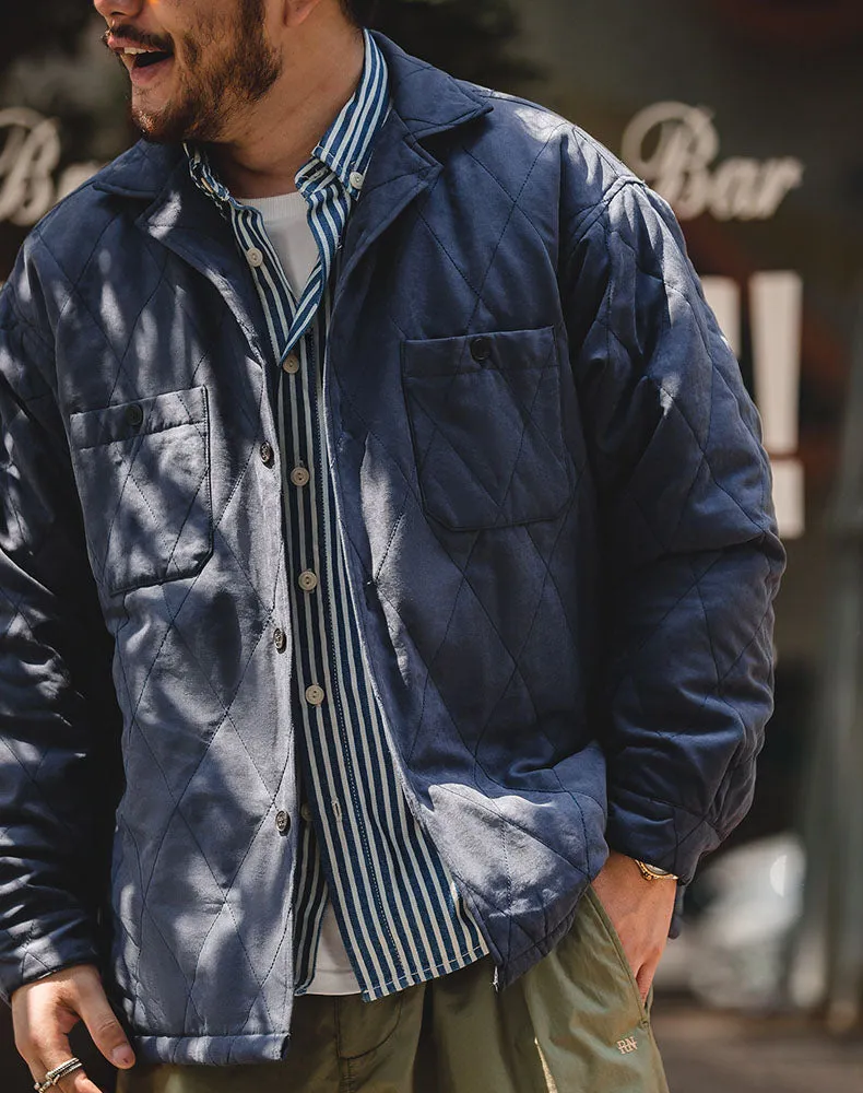 American Retro Diamond Cotton Thickened Warm Peach Men's Jacket