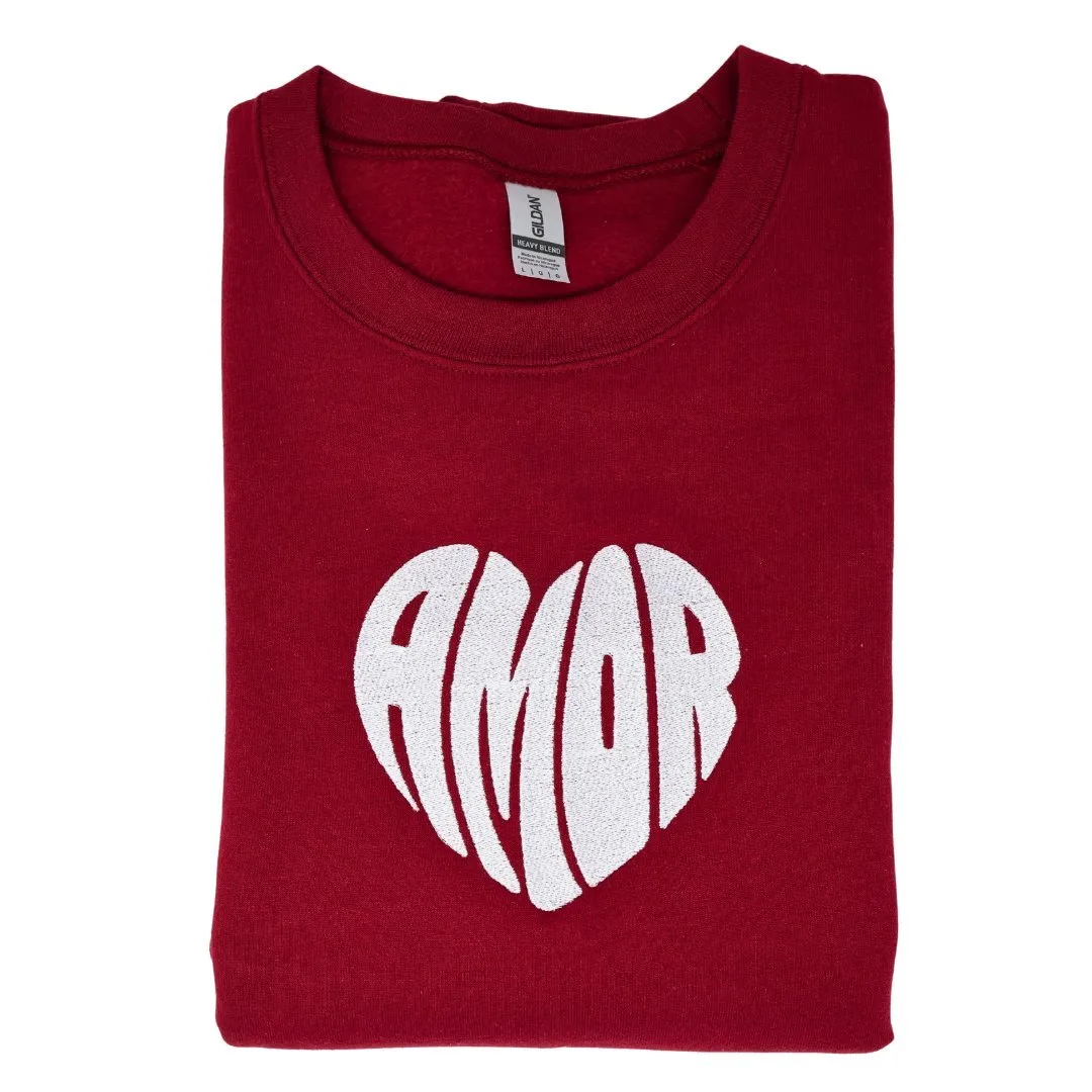 Amor Heart Embroidered Crewneck Sweatshirt