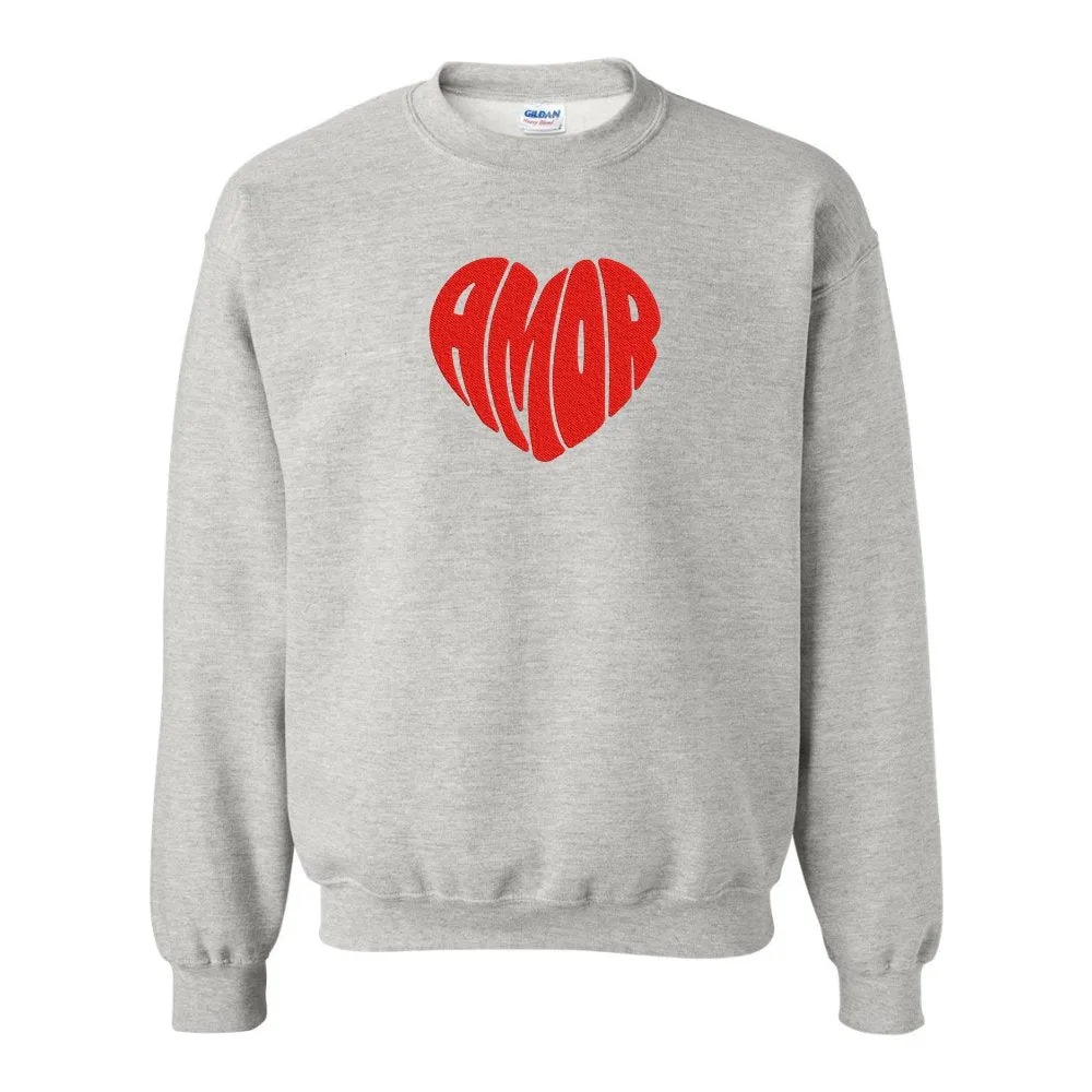 Amor Heart Embroidered Crewneck Sweatshirt