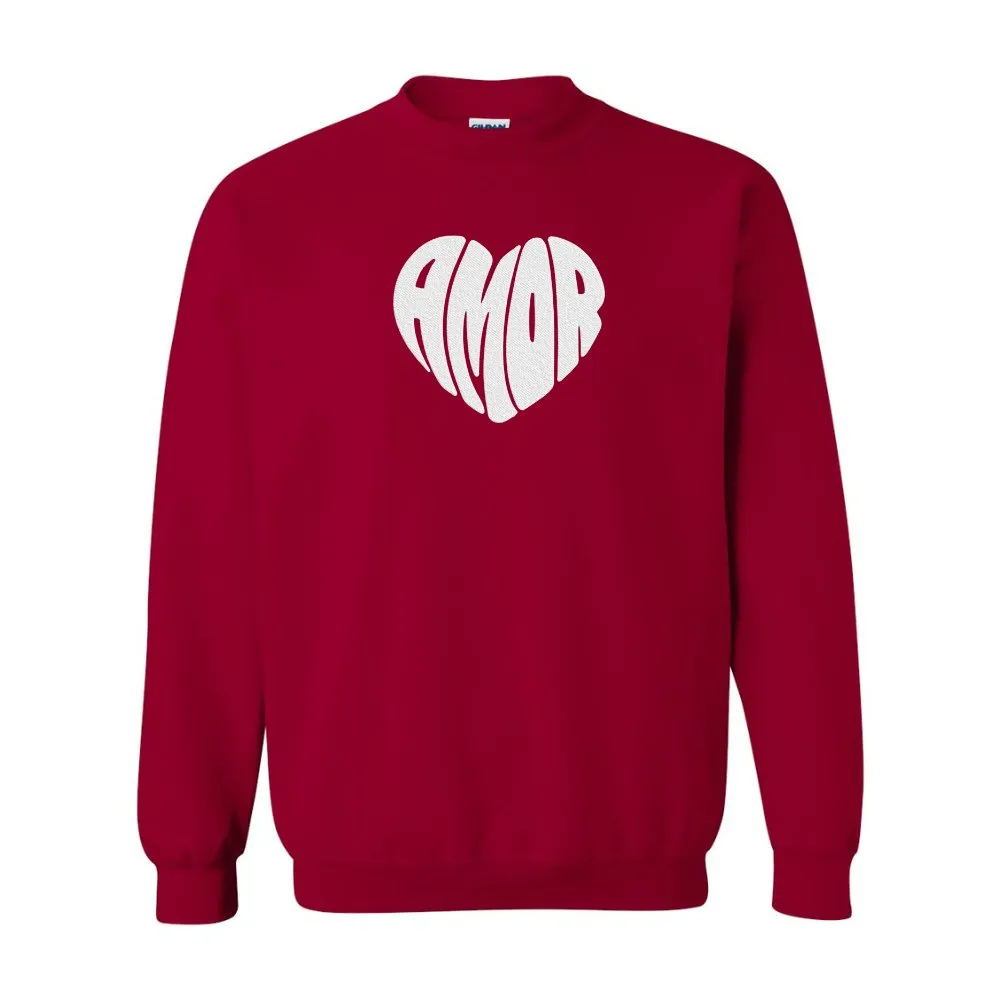 Amor Heart Embroidered Crewneck Sweatshirt