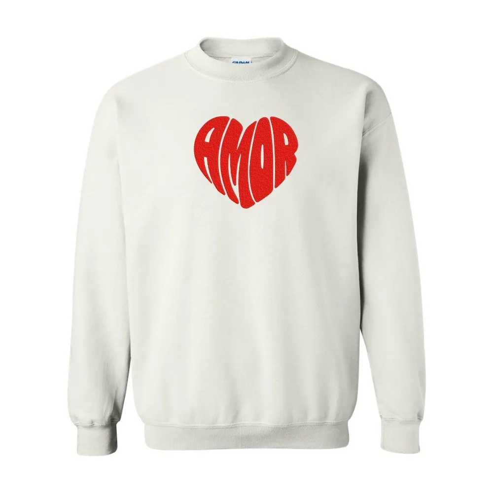 Amor Heart Embroidered Crewneck Sweatshirt