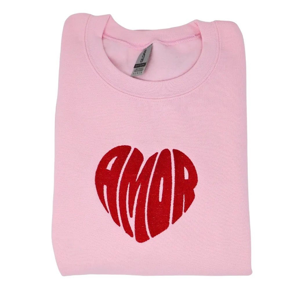 Amor Heart Embroidered Crewneck Sweatshirt