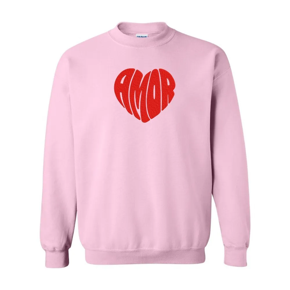 Amor Heart Embroidered Crewneck Sweatshirt