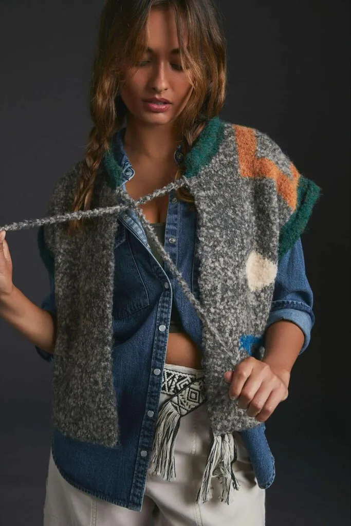 Anthropologie Tiny Jacquard Sweater Vest - Size Medium