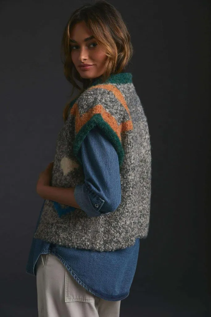 Anthropologie Tiny Jacquard Sweater Vest - Size Medium