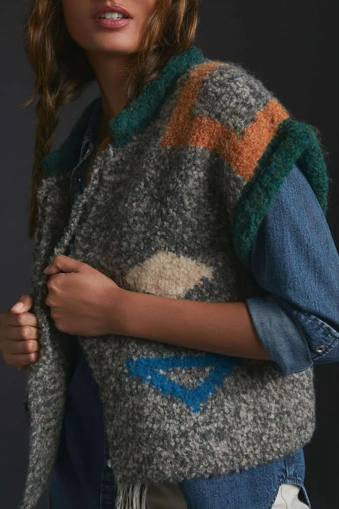 Anthropologie Tiny Jacquard Sweater Vest - Size Medium