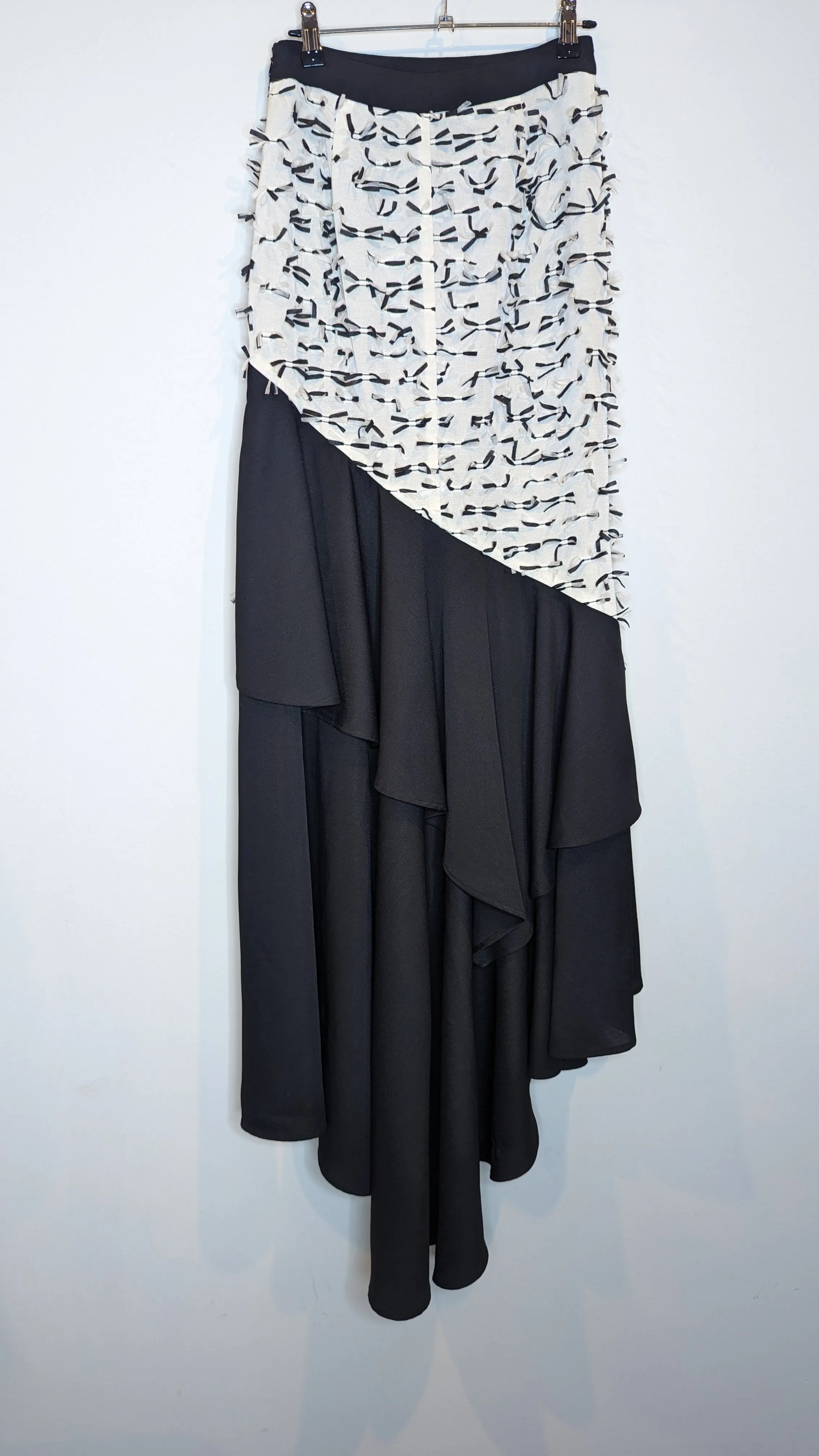 Asilio Black & White Fluted Ruffle Mermaid Style Confetti Skirt