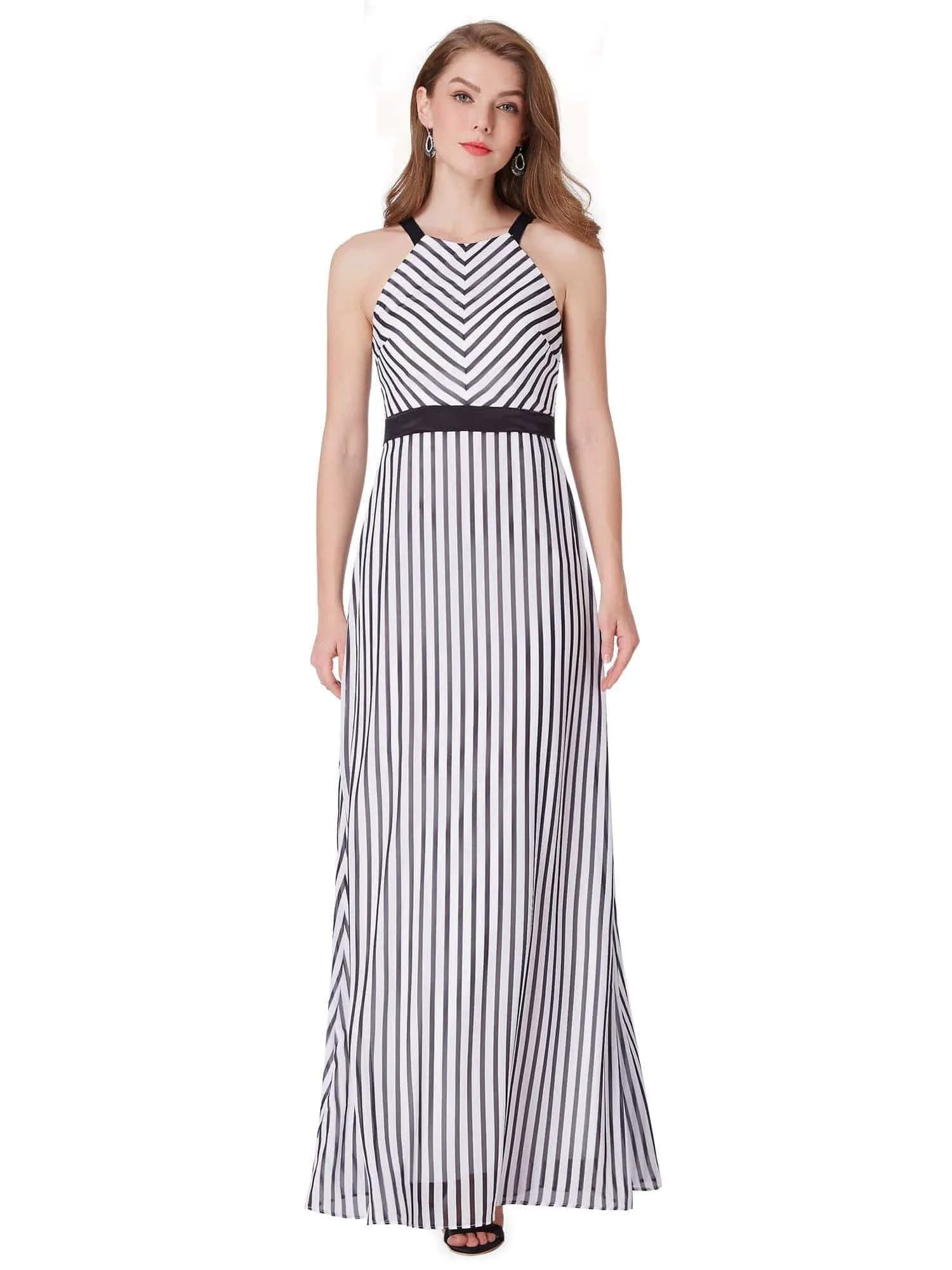 Black and White Striped Maxi Dress