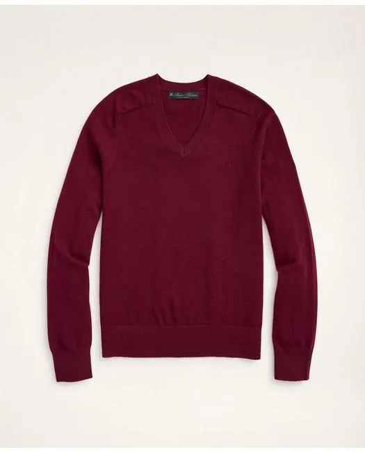 Brooks Brothers Men's Cashmere V-Neck Sweater Burgundy