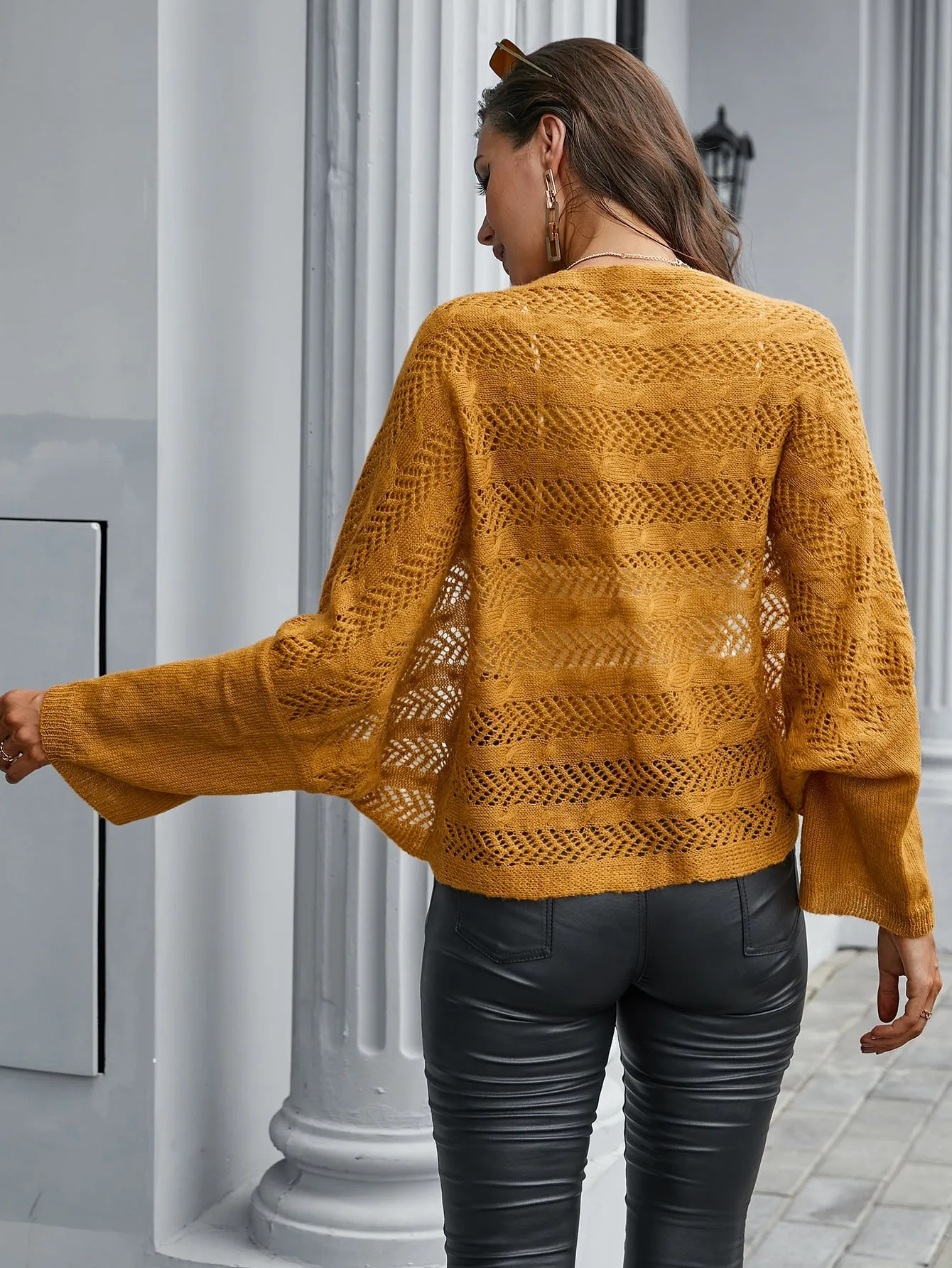 Casual Plain Long Sleeve V Neck Regular Women Cardigan