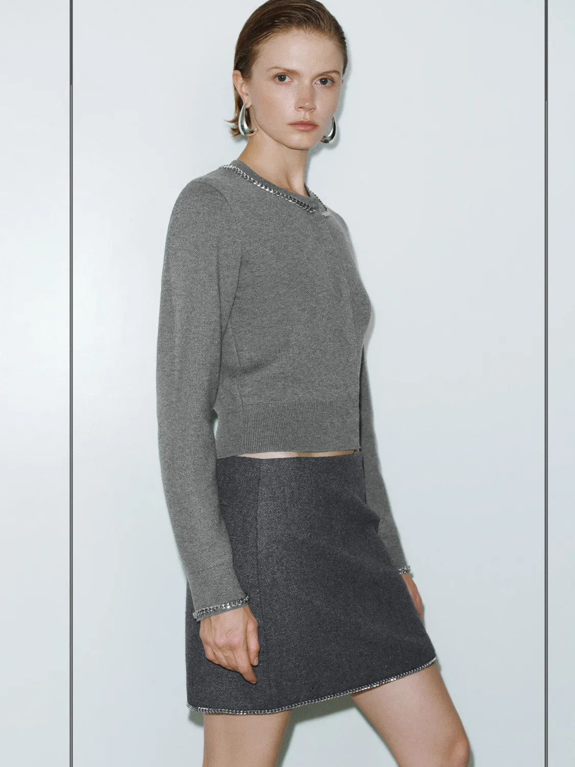 Chain Decor Knitted Cardigans