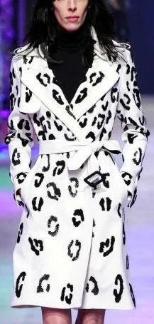 Cheetah Print Trench Coat in White