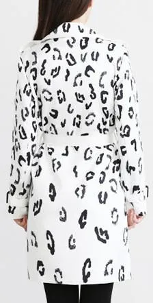 Cheetah Print Trench Coat in White