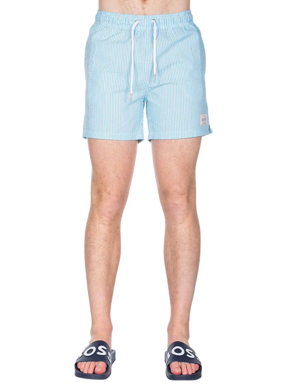 Classic Fit Seersucker Swim Sshorts Light Aqua