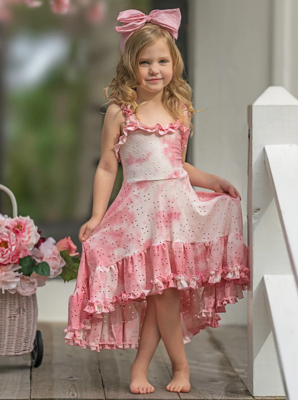 Cool-Girl Summer Tie-Dye Hi-Lo Ruffle Dress