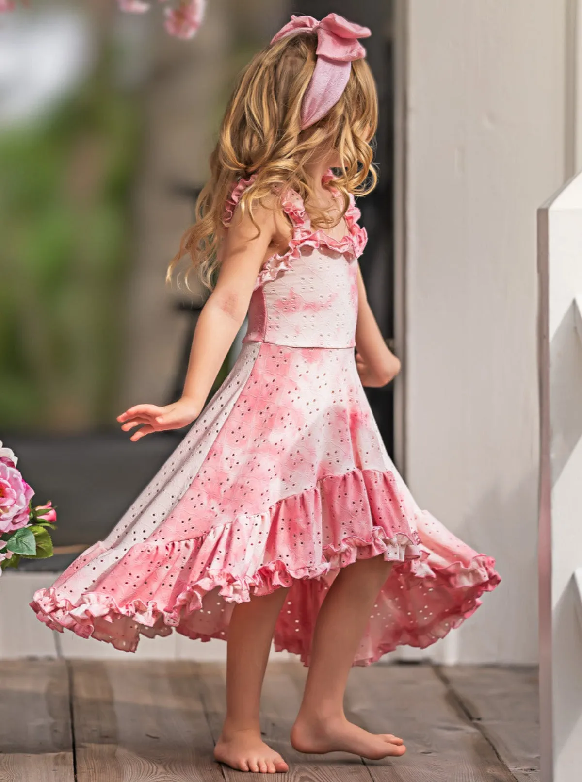Cool-Girl Summer Tie-Dye Hi-Lo Ruffle Dress
