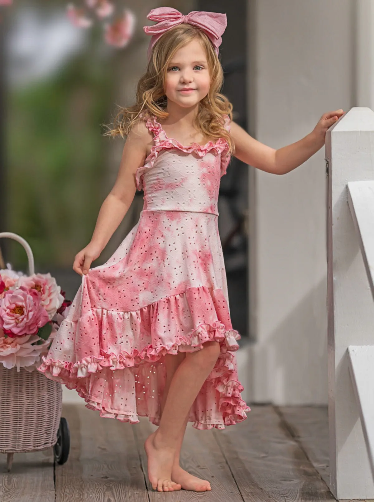 Cool-Girl Summer Tie-Dye Hi-Lo Ruffle Dress