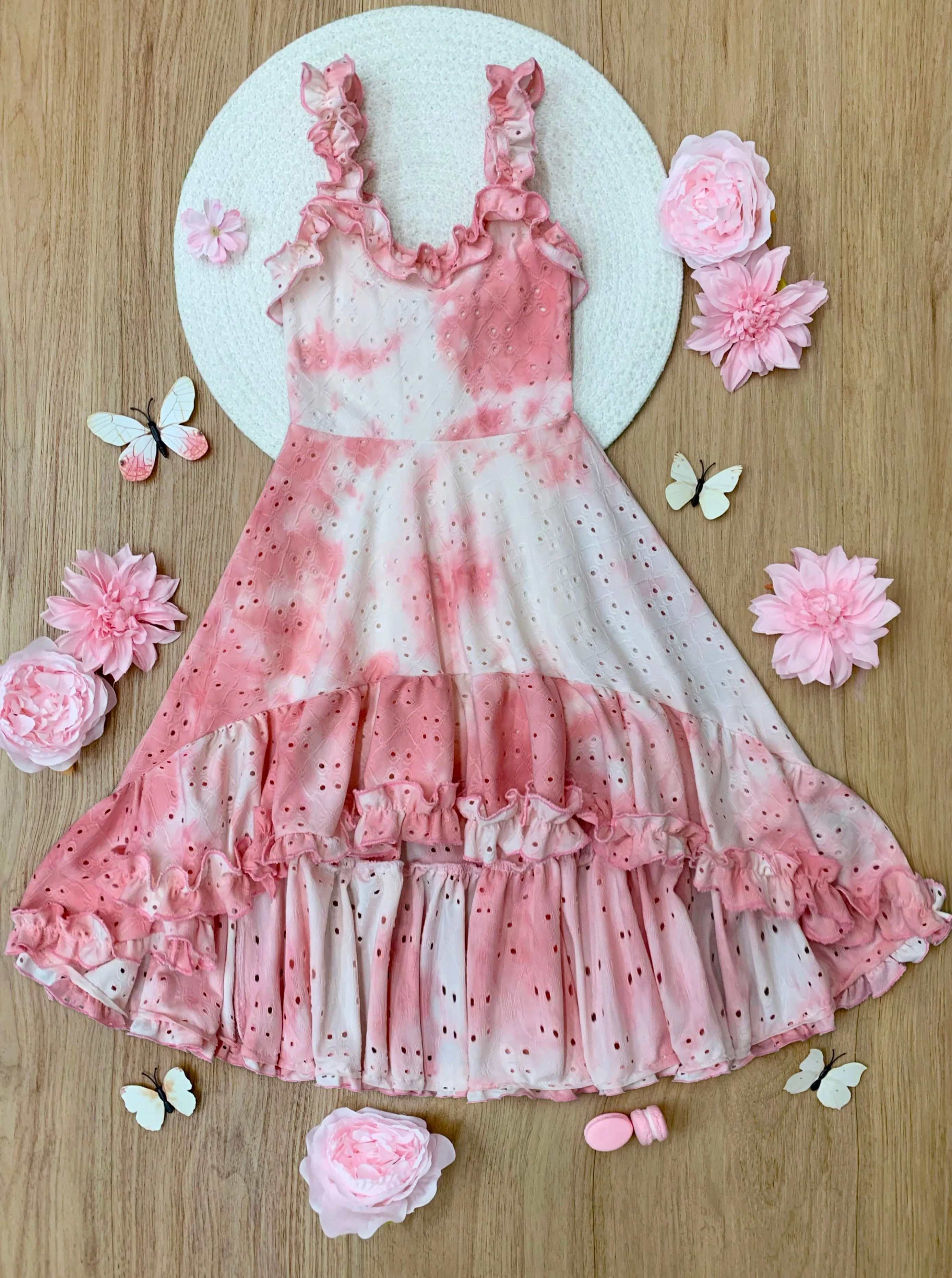 Cool-Girl Summer Tie-Dye Hi-Lo Ruffle Dress