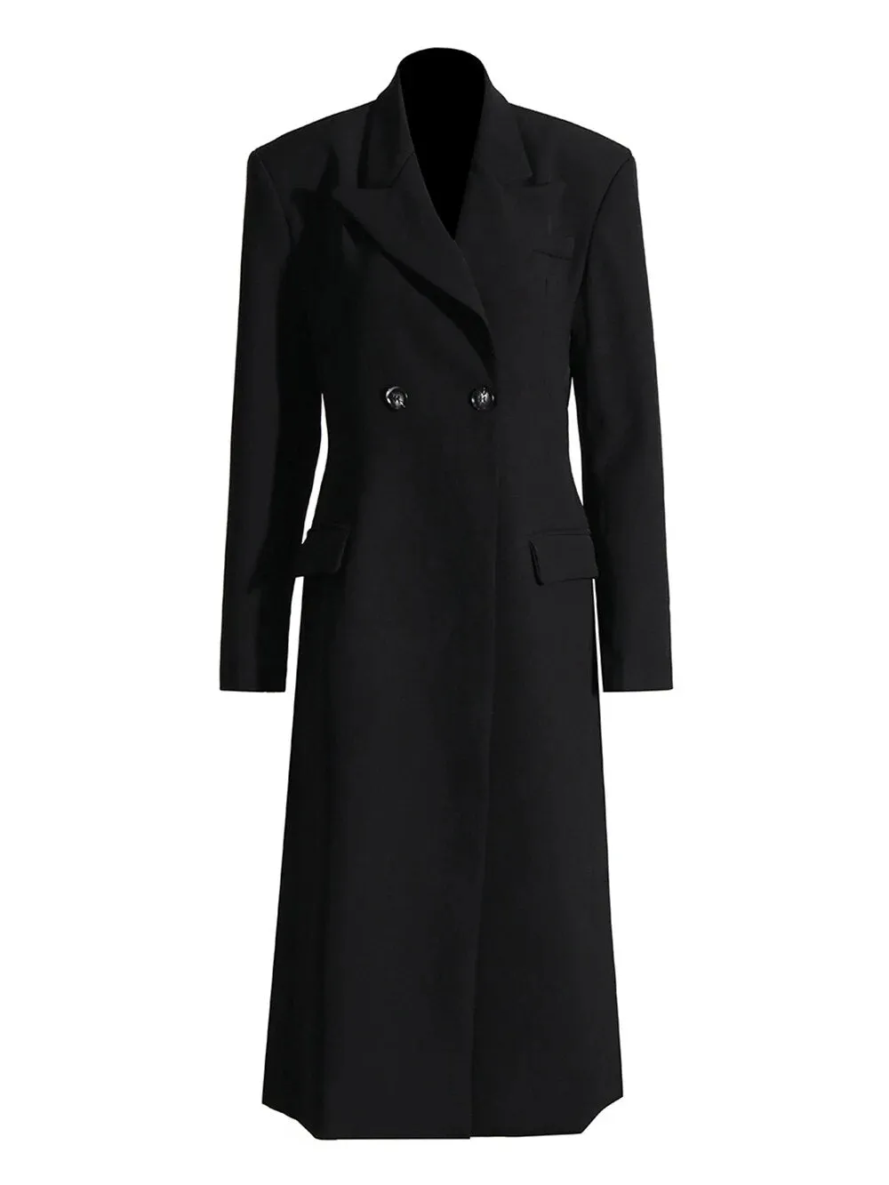 Double Breasted Long Sleeve Gathered Waist Over Coat