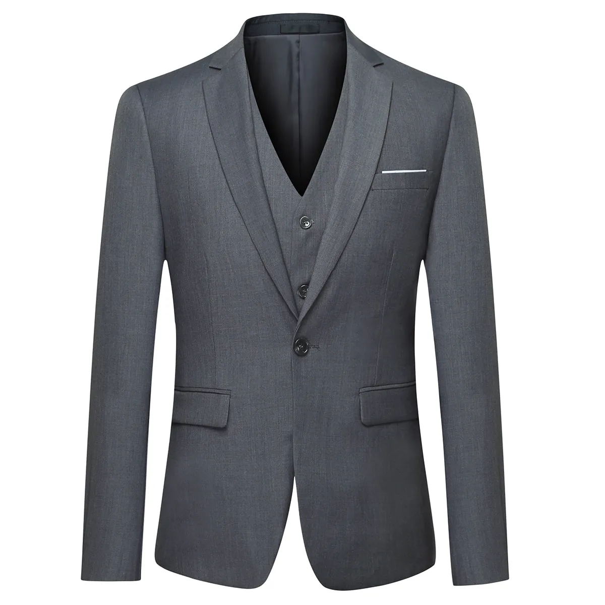 Elegant Dove Grey 3-Piece Suit - Classic One-Button Design