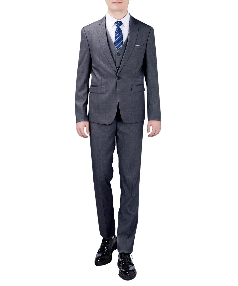 Elegant Dove Grey 3-Piece Suit - Classic One-Button Design