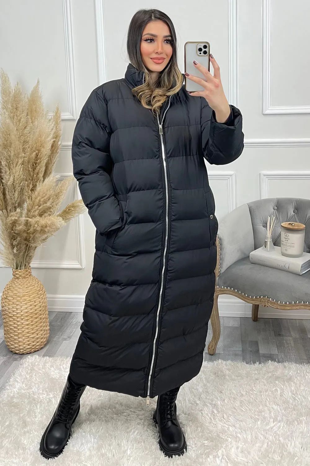 Eska Black Puffer Maxi Coat