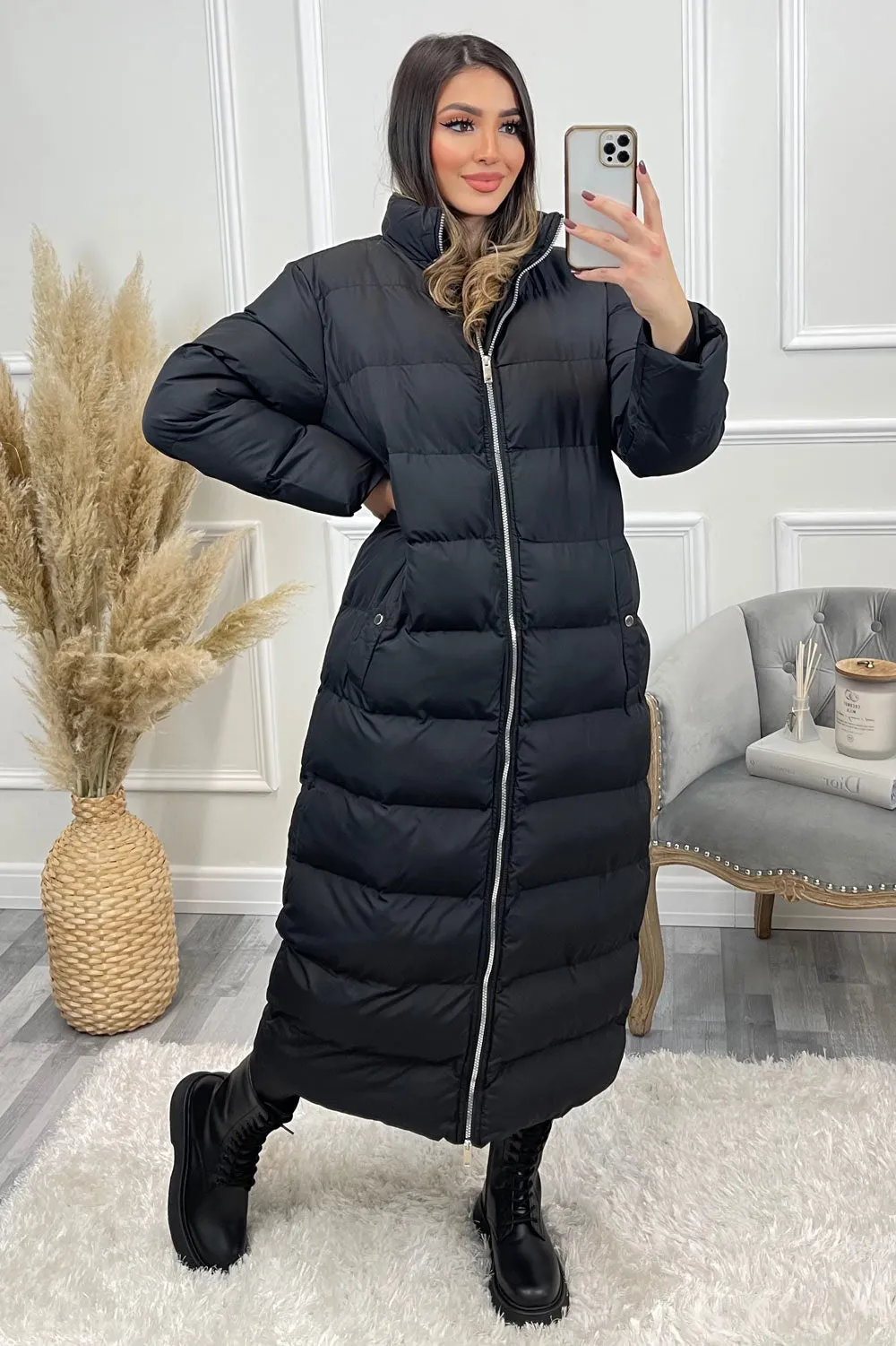 Eska Black Puffer Maxi Coat