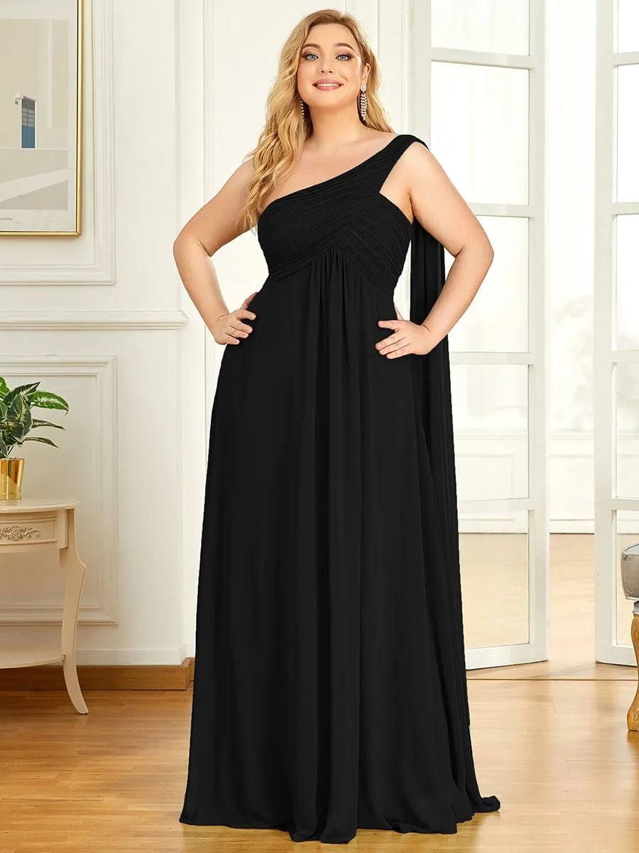 Fashion Long Chiffon One Shoulder Evening Dresses
