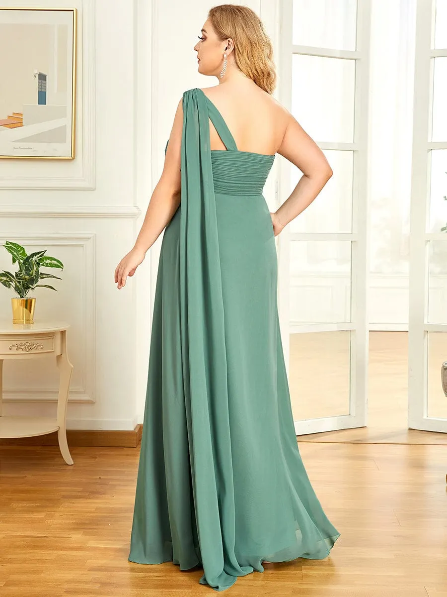 Fashion Long Chiffon One Shoulder Evening Dresses