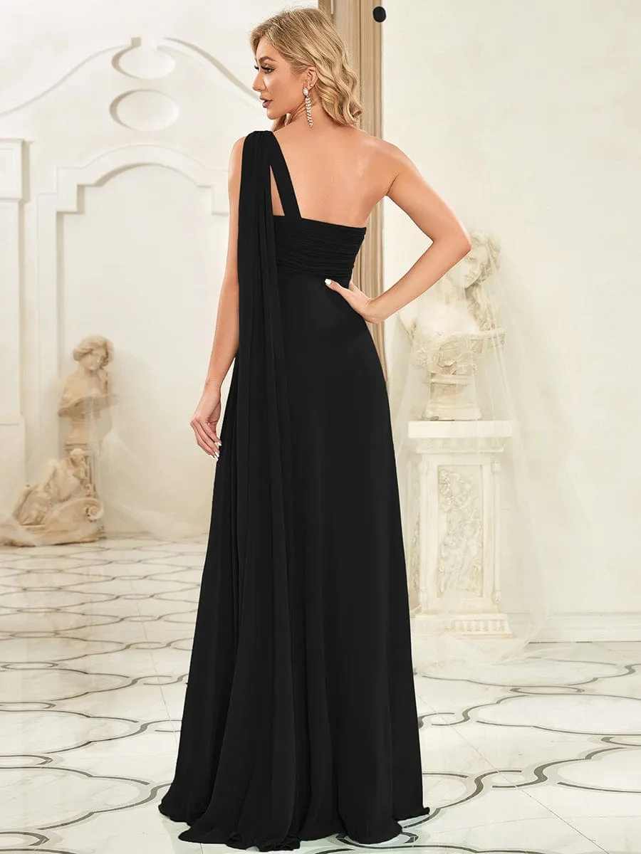 Fashion Long Chiffon One Shoulder Evening Dresses