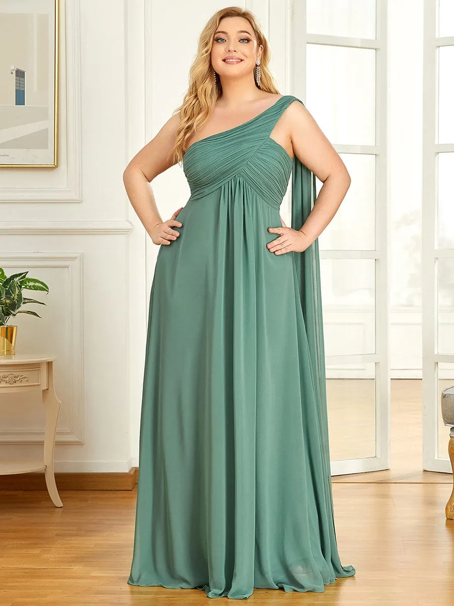 Fashion Long Chiffon One Shoulder Evening Dresses