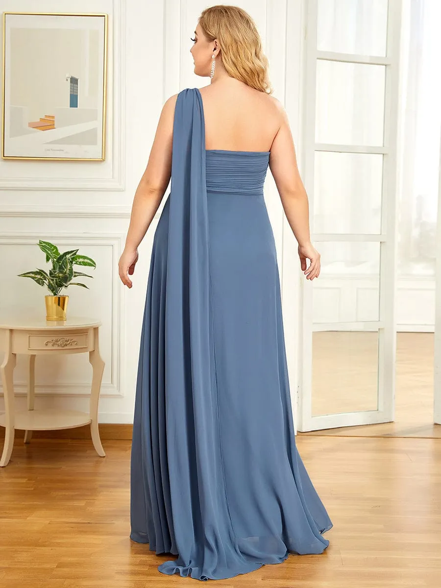 Fashion Long Chiffon One Shoulder Evening Dresses