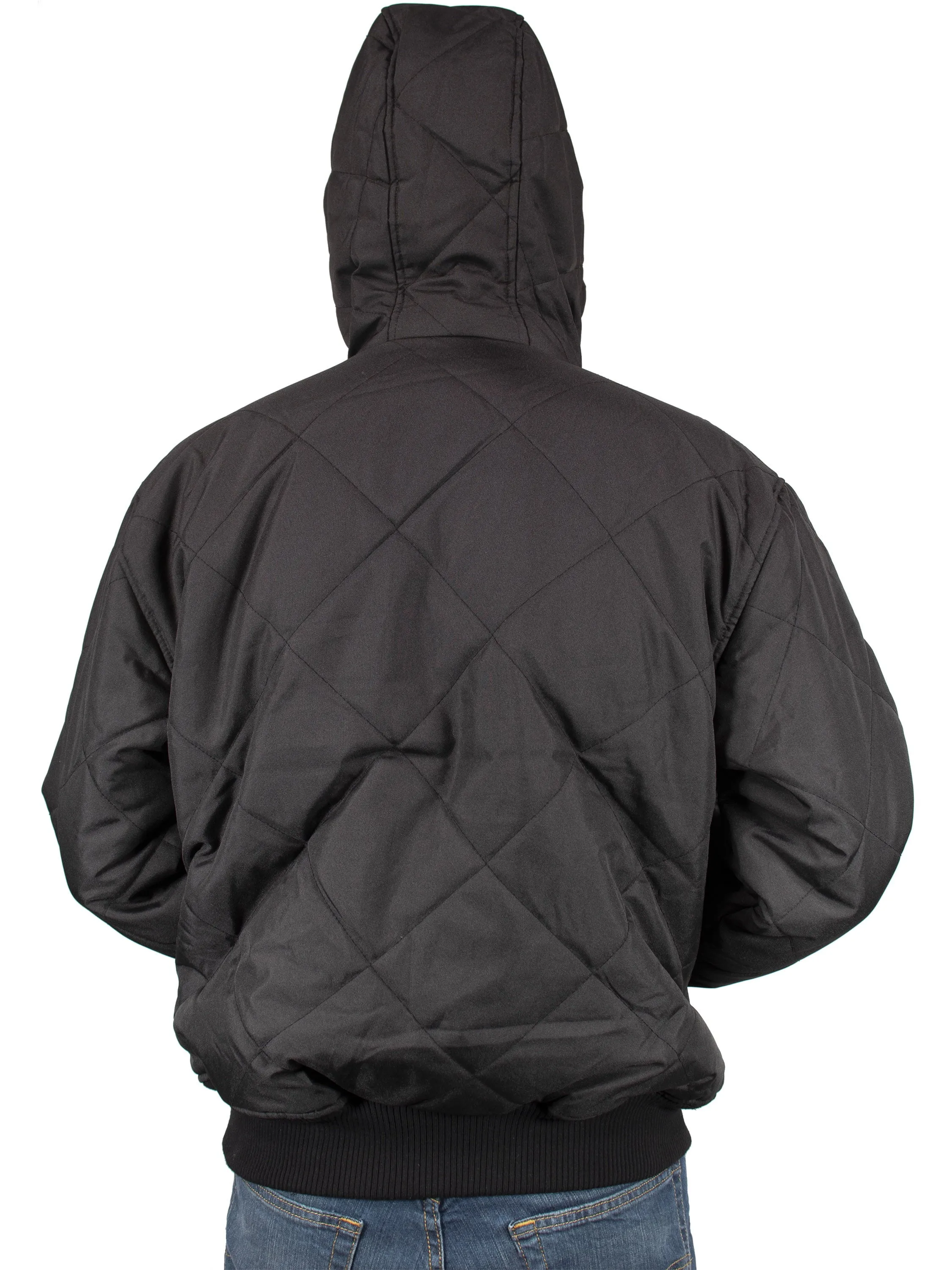 Freeze Defense Men's Fleece Lined Quilted Winter Jacket Coat (XL, Black)