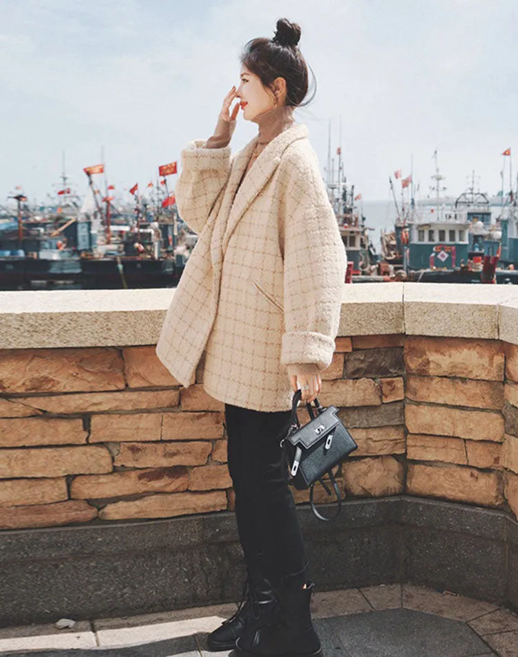 Gentle Woolen Suit Winter Cocoon-Shaped Women's Coat