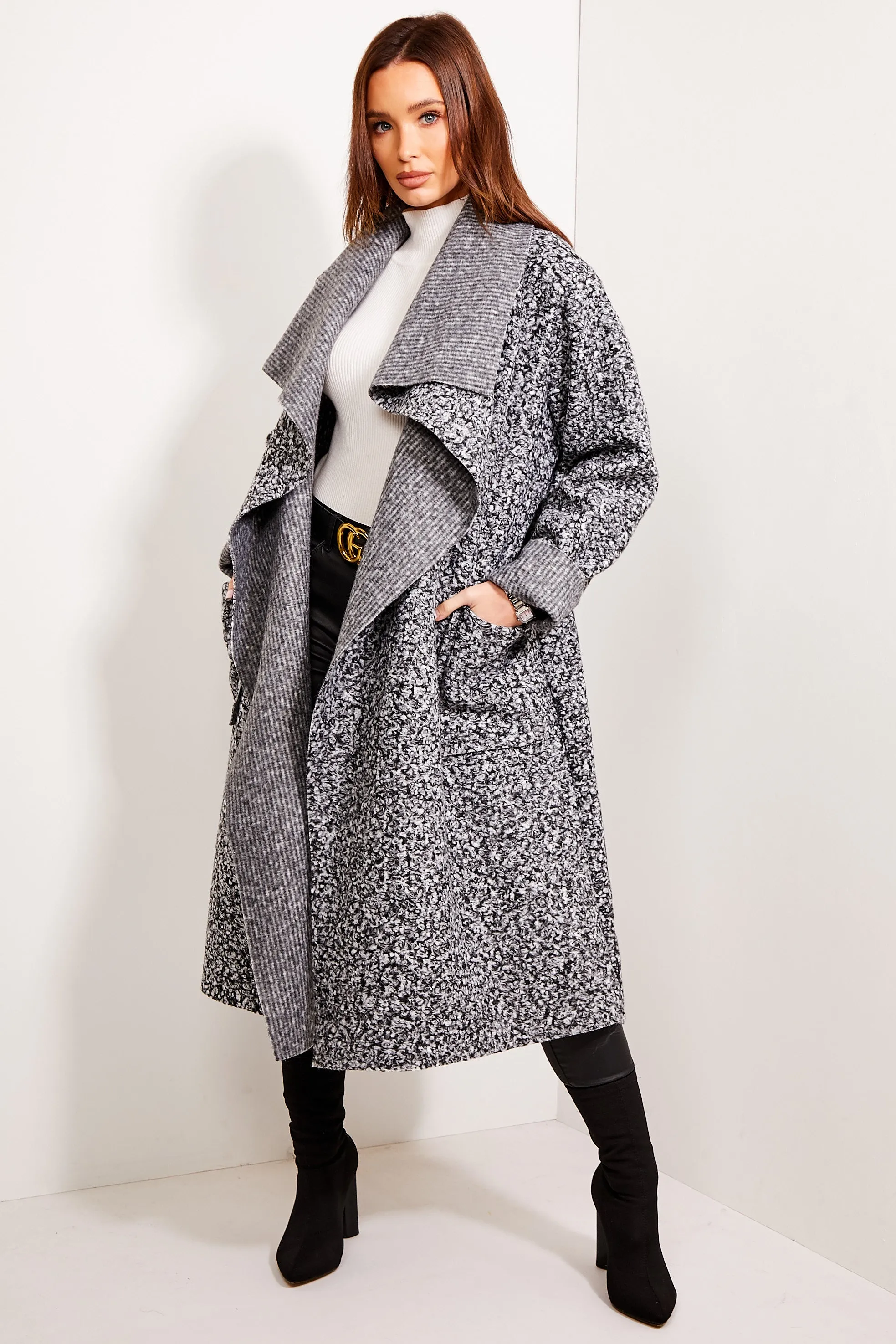 Grey Borg Long Waterfall Coat