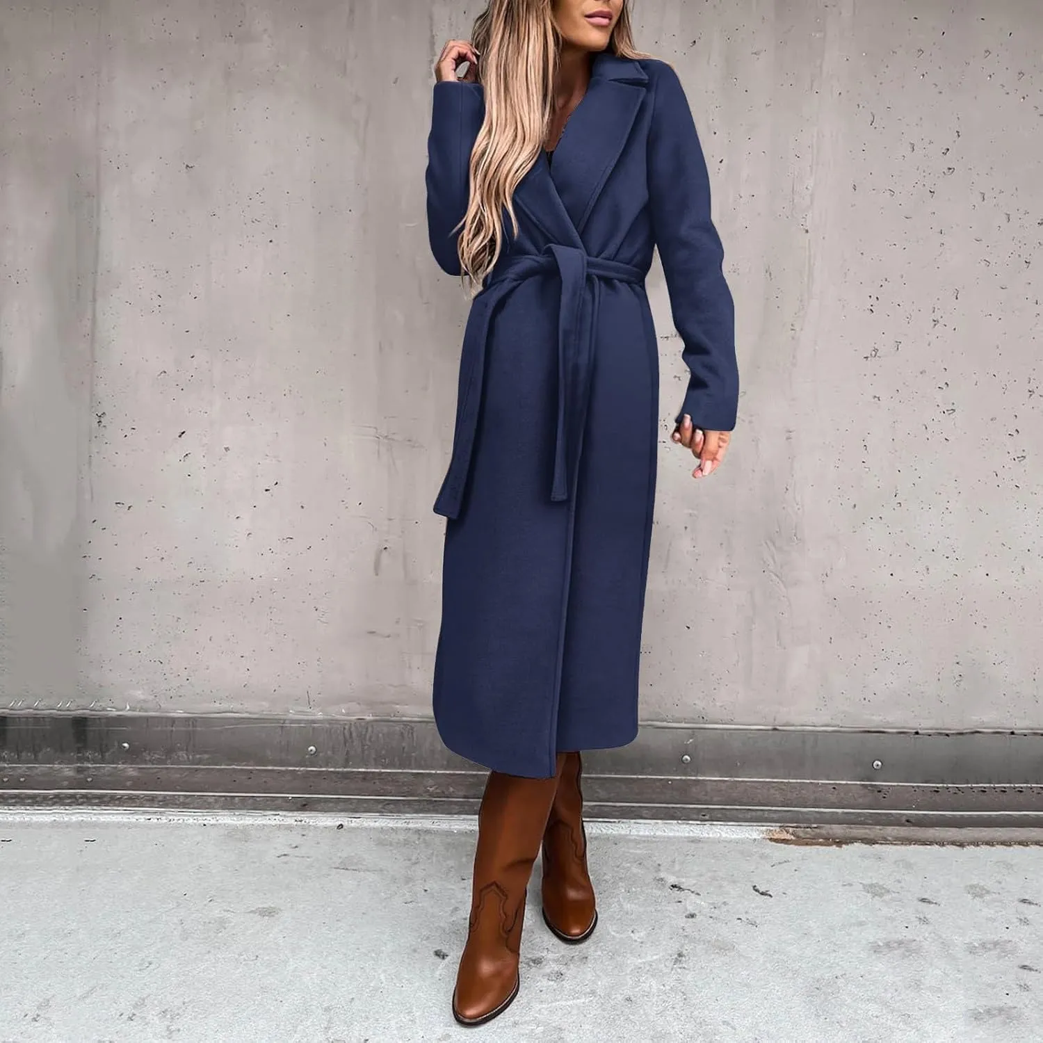 Long Trench Coats for Women Fashion Elegant Jacket Trench Coats Fall Winter Classic Lapel Windbreaker with Belt