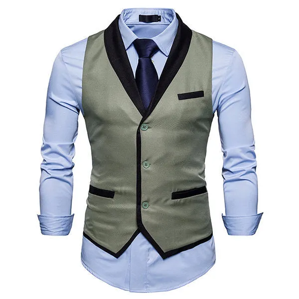 Men Stitching Chest Pocket Vest