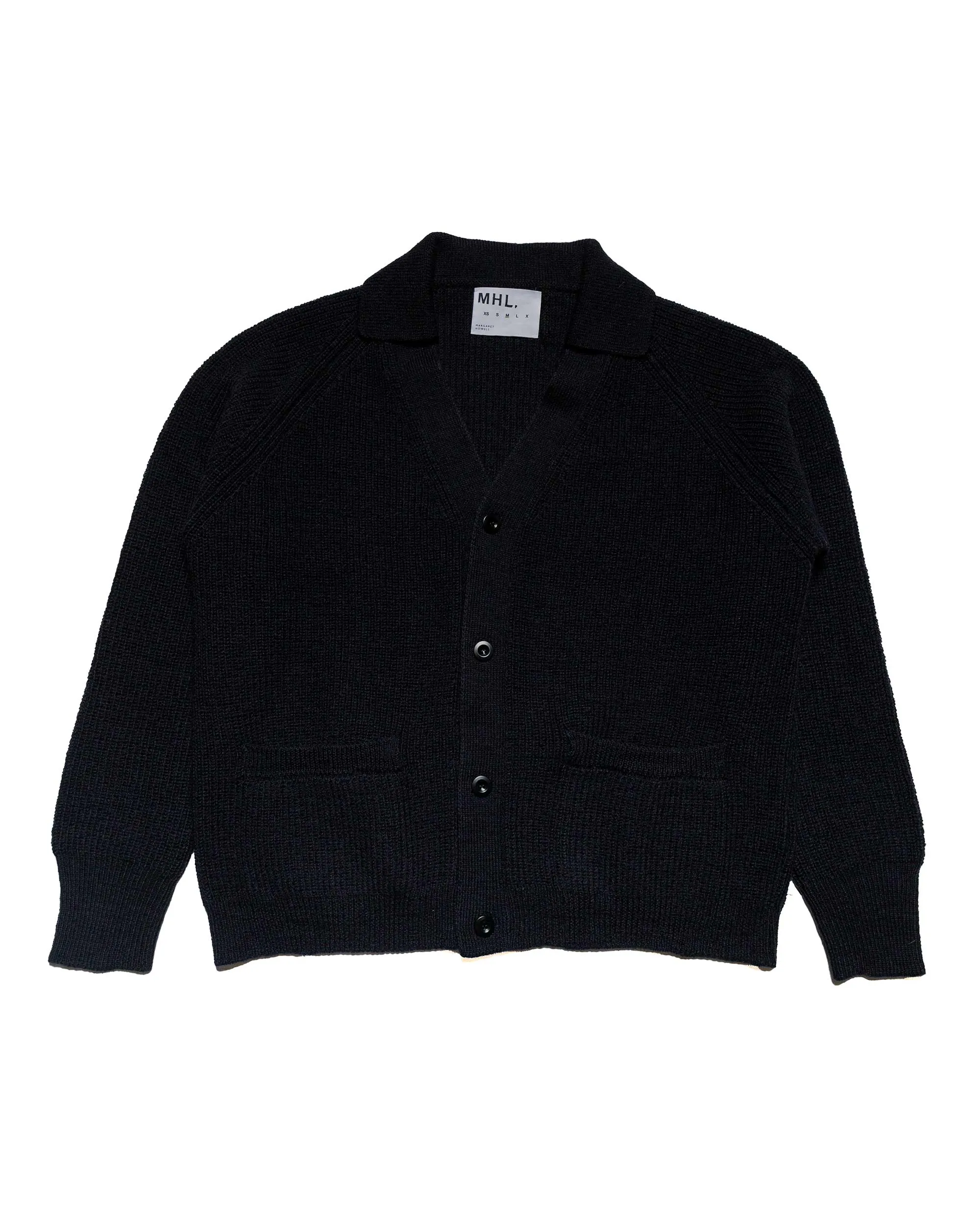 MHL Collared Cardigan Virgin Wool Ink